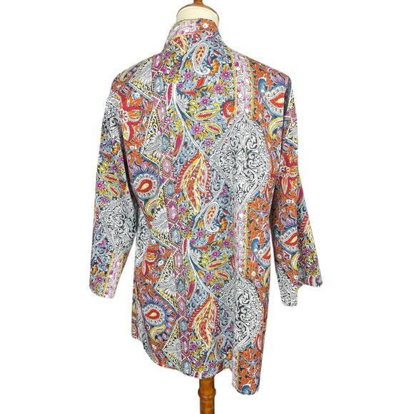Colorful Floral Open Kimono Women Size Small Paisley Print Boho Vintage Style - Picture 3 of 7